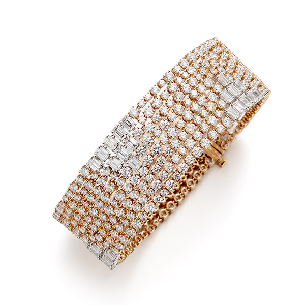 18K  Rose Gold 8-Row Diamond Bracelet